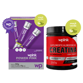 Power pink sem cafeína maçã verde 300g + creatina de maçã verde 240g - wp