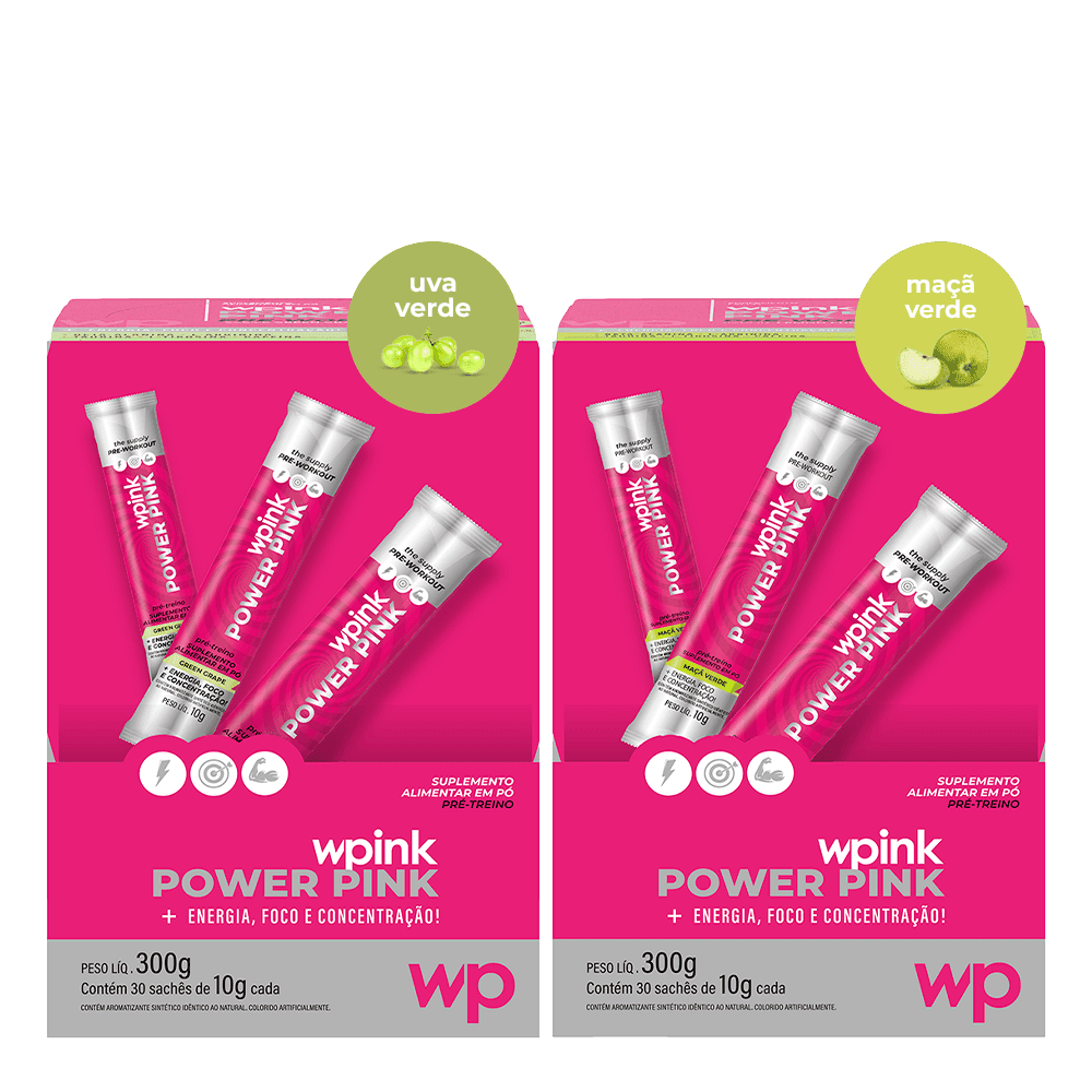 power pink de uva verde 300g + power pink de maçã verde 300g - wp